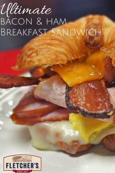 Ultimate bacon and ham breakfast sandwich recipe #breakfastsandwich