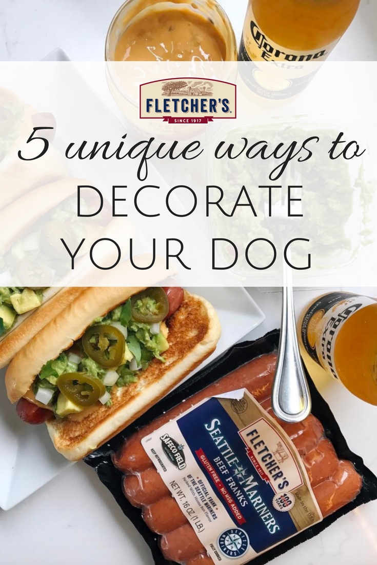Great ideas for hot dog toppings! The Seattle Dog, Tex-Mex Dog, Chicago Dog, Louisiana Dog, and New York Reuben. 